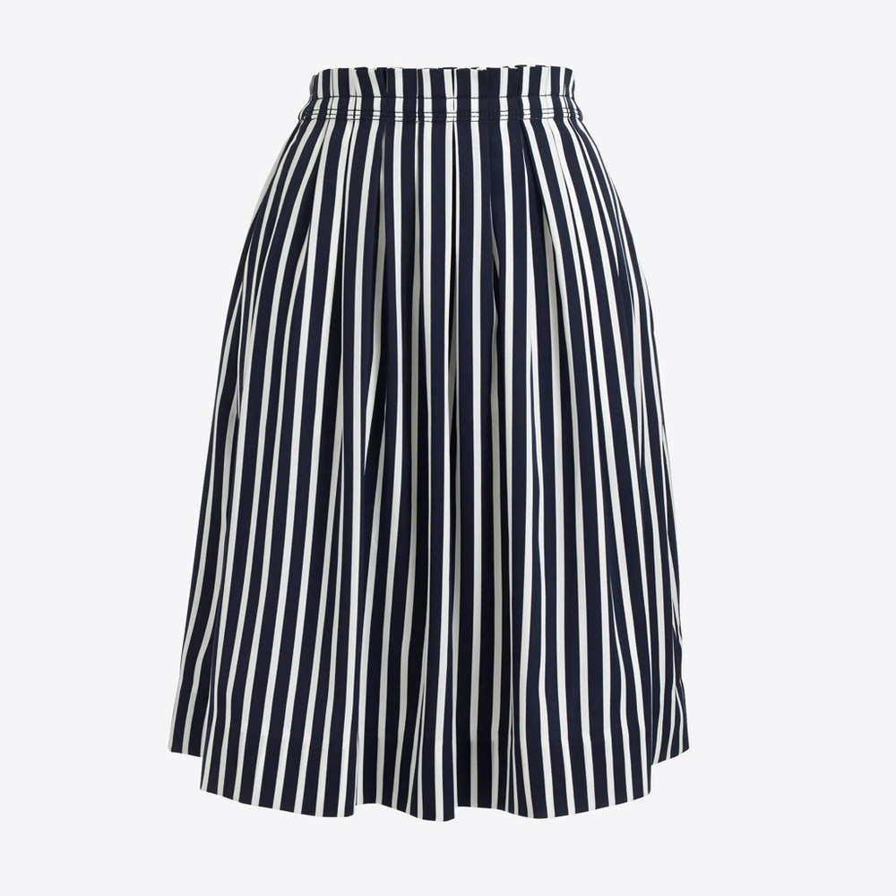 J. Crew Factory Striped Pleated Midi Skirt